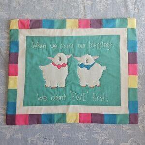 Vintage Colorful Sheep Embroidered Wall Hanging